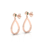 Rose Gold Plated Open Teardrop Emerald Earrings