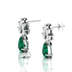 Sterling Silver Emerald & Diamond Tear Drop Earrings
