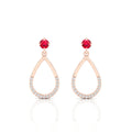 Rose Gold Plated Open Teardrop Ruby Earrings