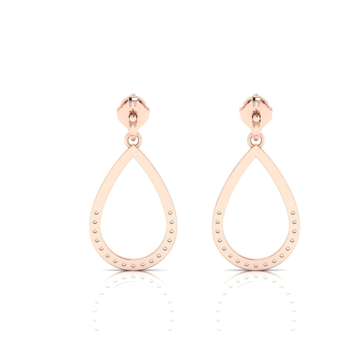 Rose Gold Plated Open Teardrop Ruby Earrings