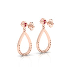 Rose Gold Plated Open Teardrop Ruby Earrings