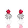 Sterling Silver Fantail Ruby Earrings