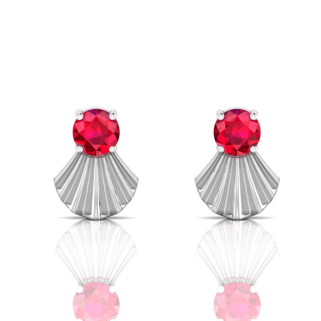 Sterling Silver Fantail Ruby Earrings