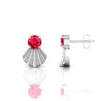 Sterling Silver Fantail Ruby Earrings