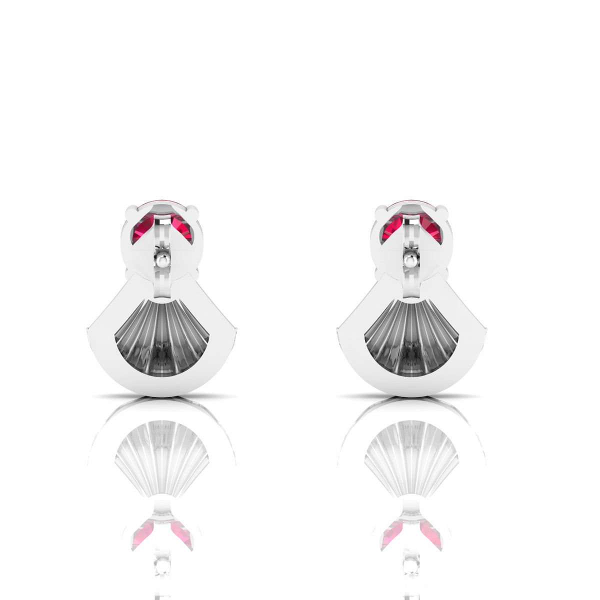Sterling Silver Fantail Ruby Earrings