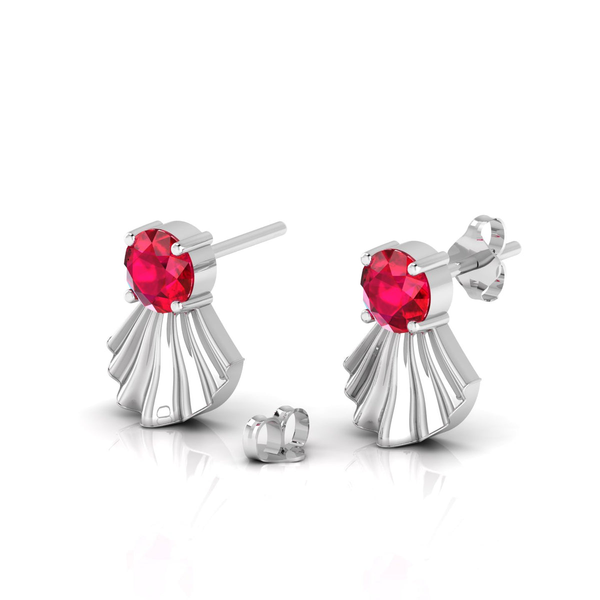 Sterling Silver Fantail Ruby Earrings