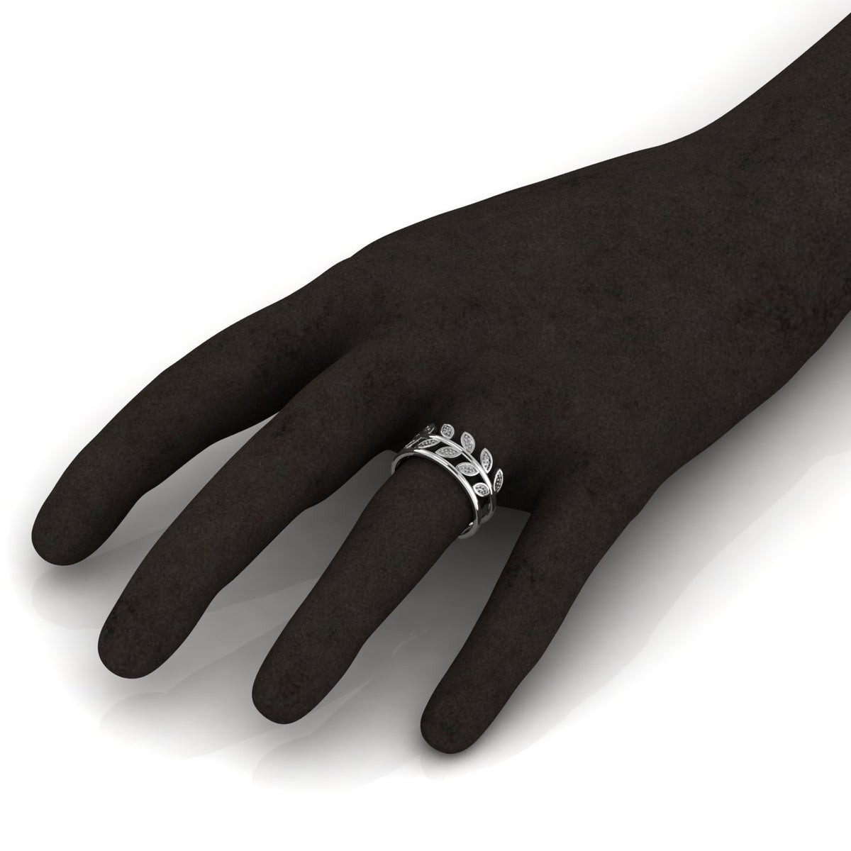Stylish Leaf Two Tone Sterling Silver Open Ring