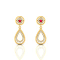 Gold Plated Ruby Dangle Teardrop Earrings