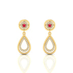 Gold Plated Ruby Dangle Teardrop Earrings