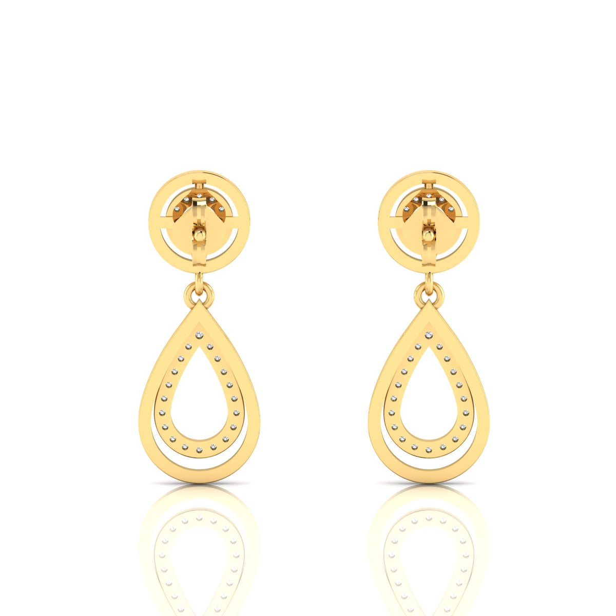 Gold Plated Ruby Dangle Teardrop Earrings