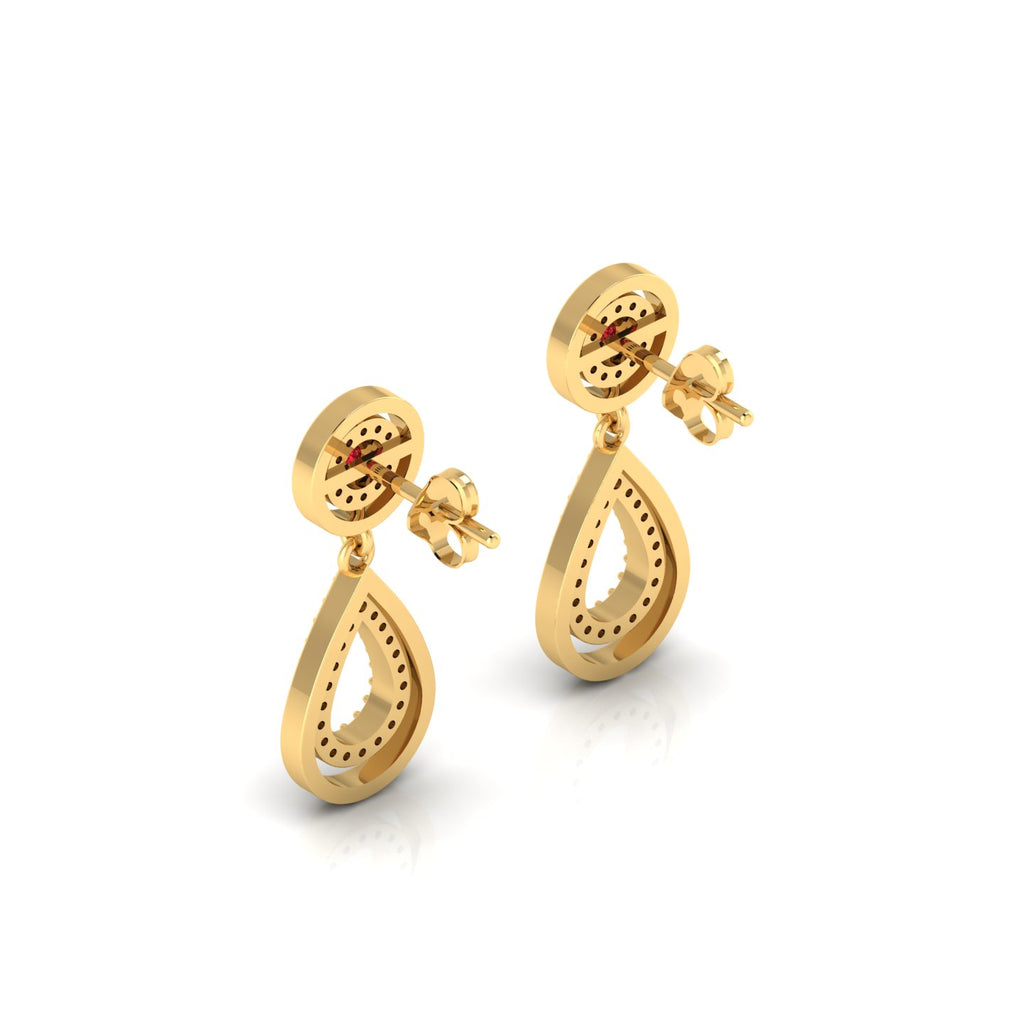 Gold Plated Ruby Dangle Teardrop Earrings