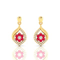 Gold Plated Ruby Classic Flower Drop Earrings
