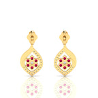 Gold Plated Ruby Classic Flower Drop Earrings