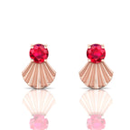 Fantail Rose Gold Plated Ruby Earrings