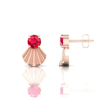 Fantail Rose Gold Plated Ruby Earrings
