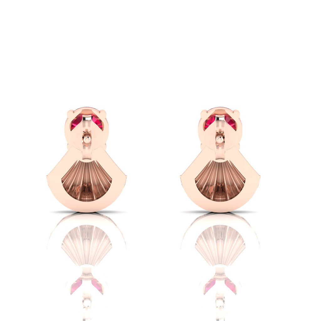 Fantail Rose Gold Plated Ruby Earrings