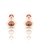 Fantail Rose Gold Plated Ruby Earrings