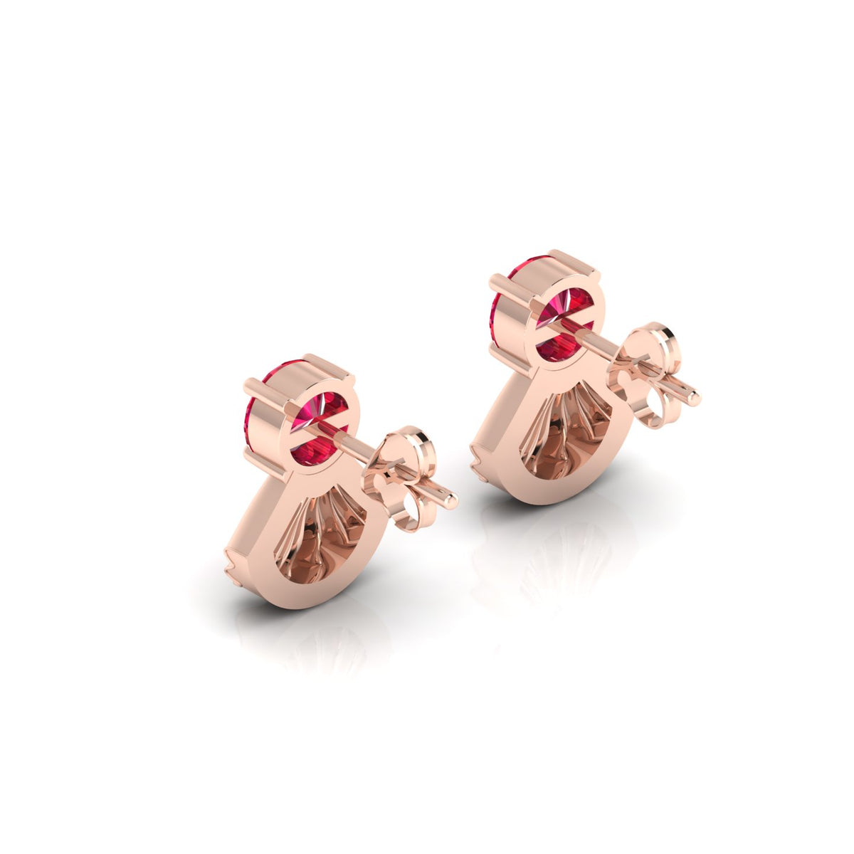 Fantail Rose Gold Plated Ruby Earrings