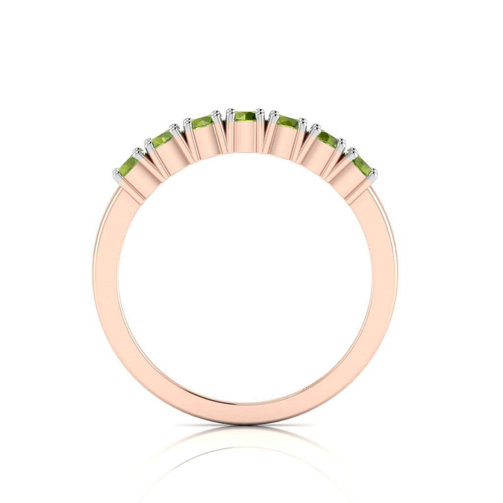 Peridot Rose Gold Plated Two Tone 7 Stone Ring