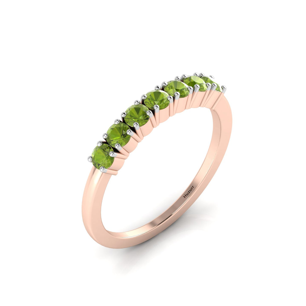 Peridot Rose Gold Plated Two Tone 7 Stone Ring