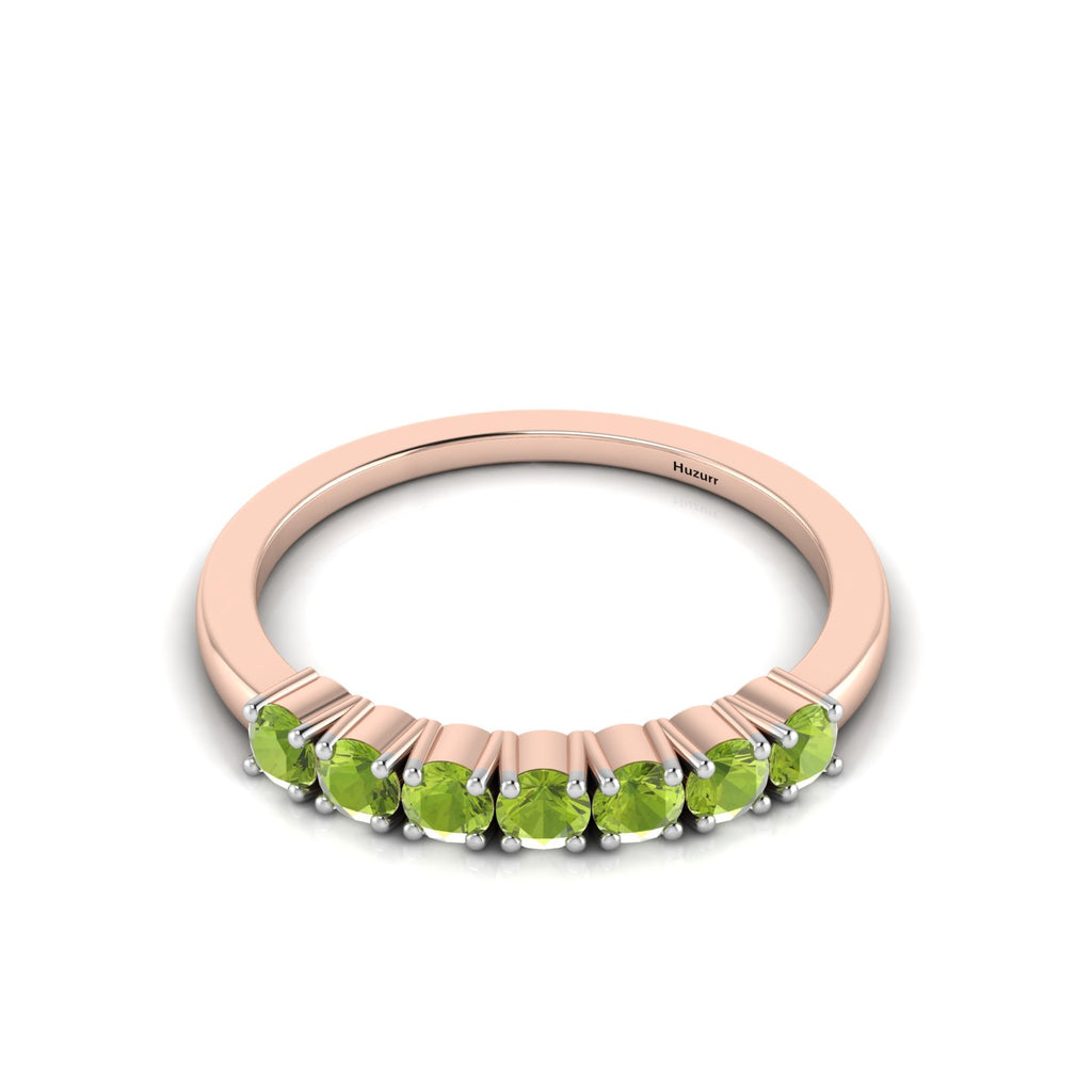 Peridot Rose Gold Plated Two Tone 7 Stone Ring
