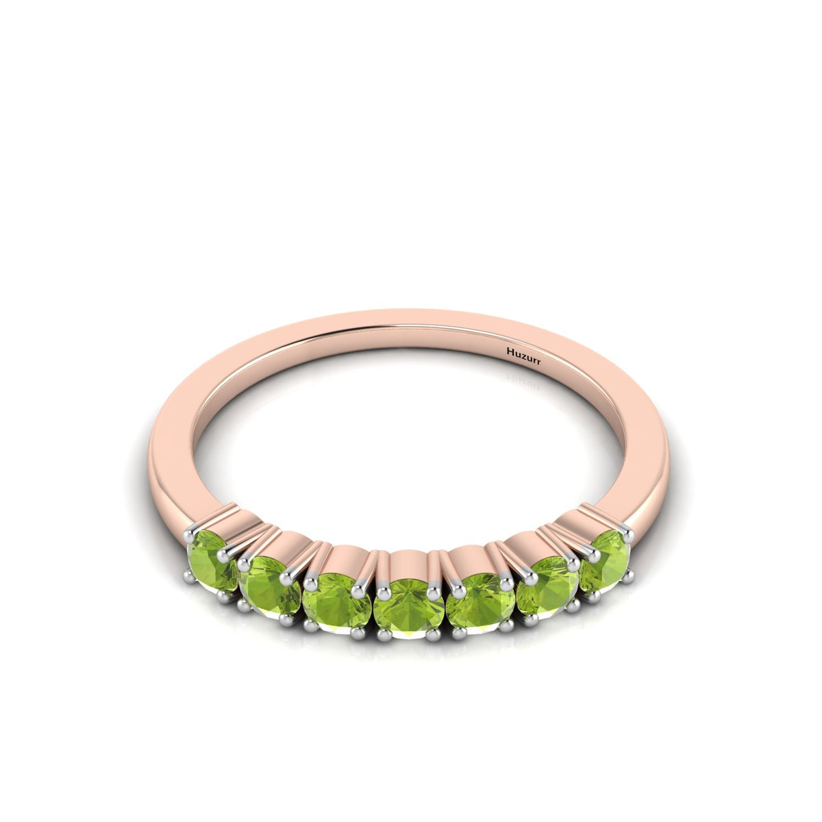 Peridot Rose Gold Plated Two Tone 7 Stone Ring