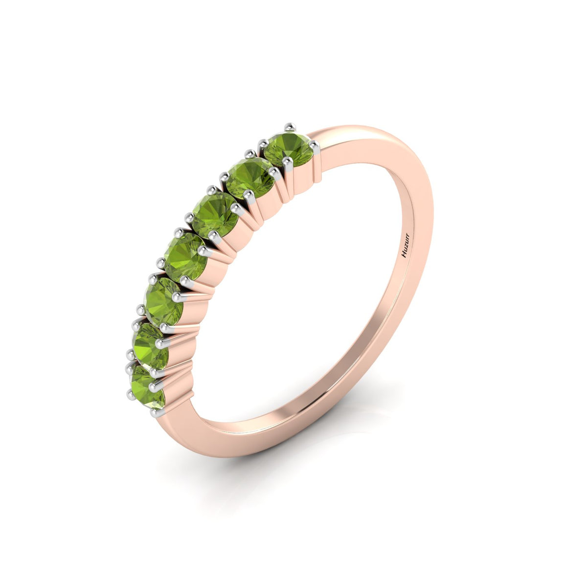 Peridot Rose Gold Plated Two Tone 7 Stone Ring