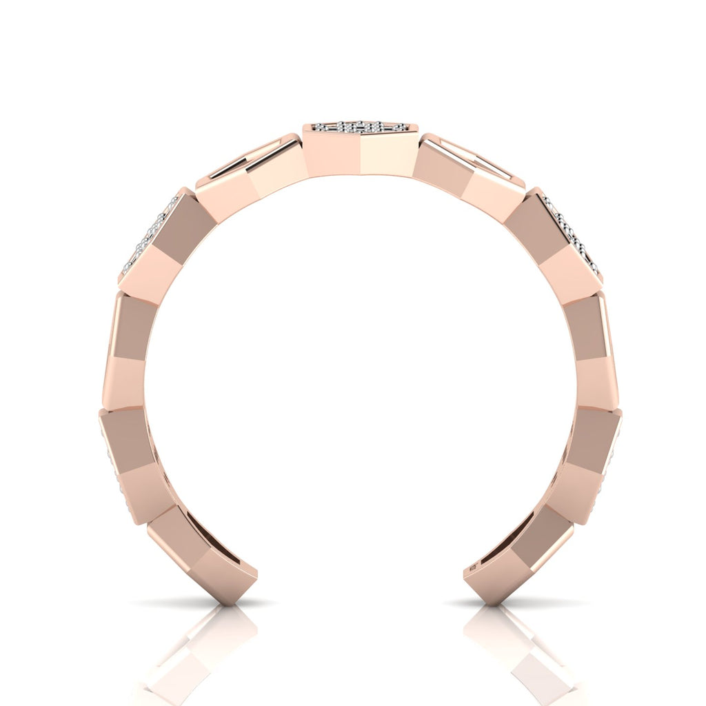 Honeycomb Black Diamond Rose Gold Plated Two Tone Adjustable Band Ring