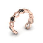 Honeycomb Black Diamond Rose Gold Plated Two Tone Adjustable Band Ring