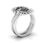 Black Diamond 925 Silver Sun & Moon Double Band Ring