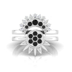 Black Diamond 925 Silver Sun & Moon Double Band Ring
