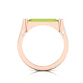 Baguette-Cut Peridot Rose Gold Plated Bar Ring