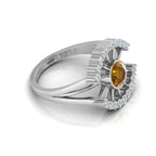 Sterling Silver Sun Rays Style Round Coffee Diamond Ring