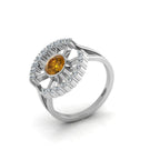 Sterling Silver Sun Rays Style Round Coffee Diamond Ring