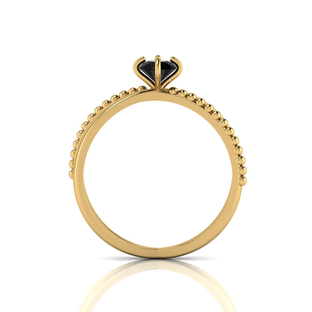 Round Black Diamond Criss Cross Stackable Gold Plated Ring
