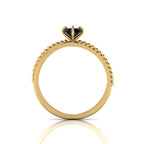 Round Black Diamond Criss Cross Stackable Gold Plated Ring