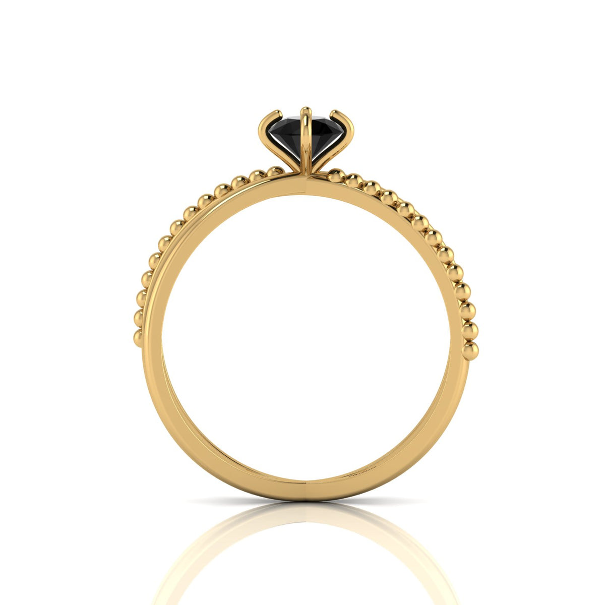 Round Black Diamond Criss Cross Stackable Gold Plated Ring