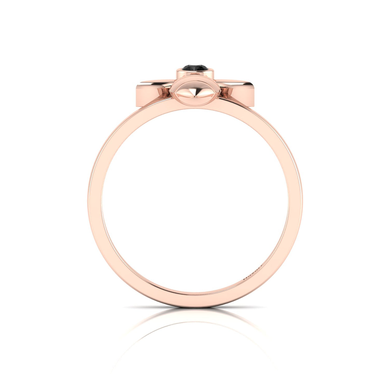 Round Black Diamond Rose Gold Plated Solitaire Honeybee Ring