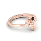 Round Black Diamond Rose Gold Plated Solitaire Honeybee Ring