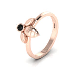 Round Black Diamond Rose Gold Plated Solitaire Honeybee Ring