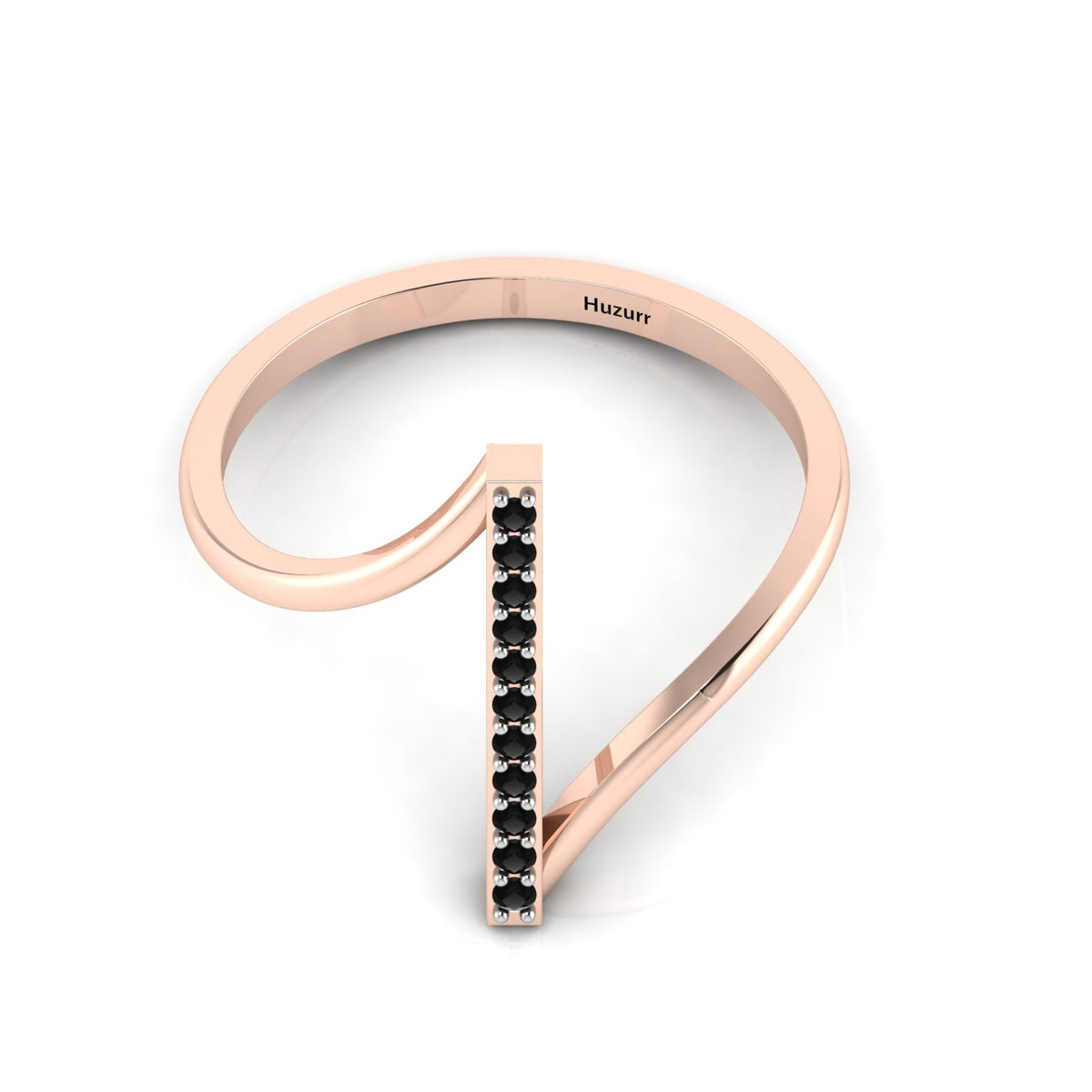 Black Diamond Rose Gold Plated Two Tone Vertical Bar Ring