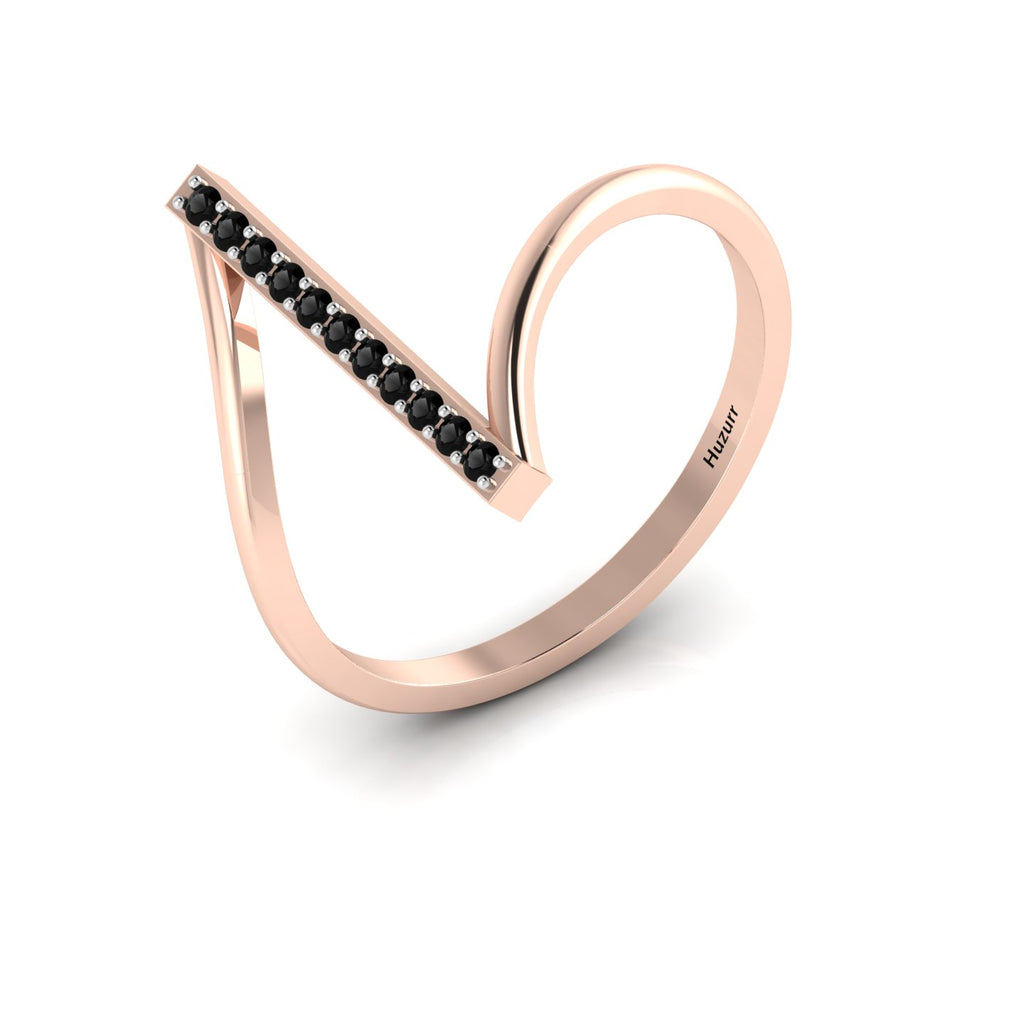 Black Diamond Rose Gold Plated Two Tone Vertical Bar Ring