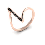 Black Diamond Rose Gold Plated Two Tone Vertical Bar Ring