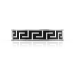 Black Enamel Maze-Design Band Silver Ring