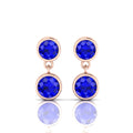 Round Sapphire Rose Gold Platted Drop Earring