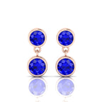 Round Sapphire Rose Gold Platted Drop Earring