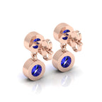 Round Sapphire Rose Gold Platted Drop Earring