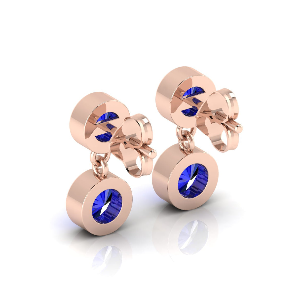 Round Sapphire Rose Gold Platted Drop Earring