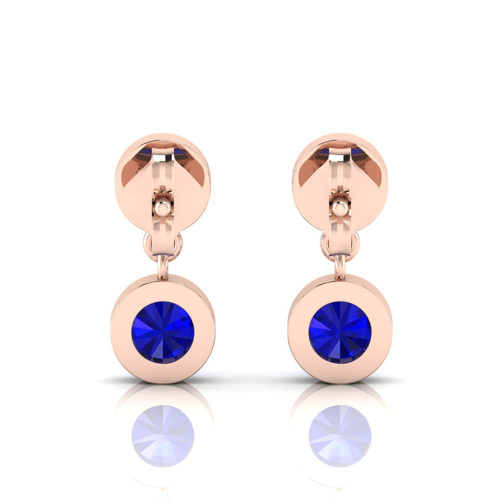 Round Sapphire Rose Gold Platted Drop Earring