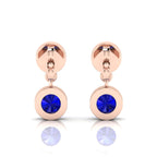 Round Sapphire Rose Gold Platted Drop Earring